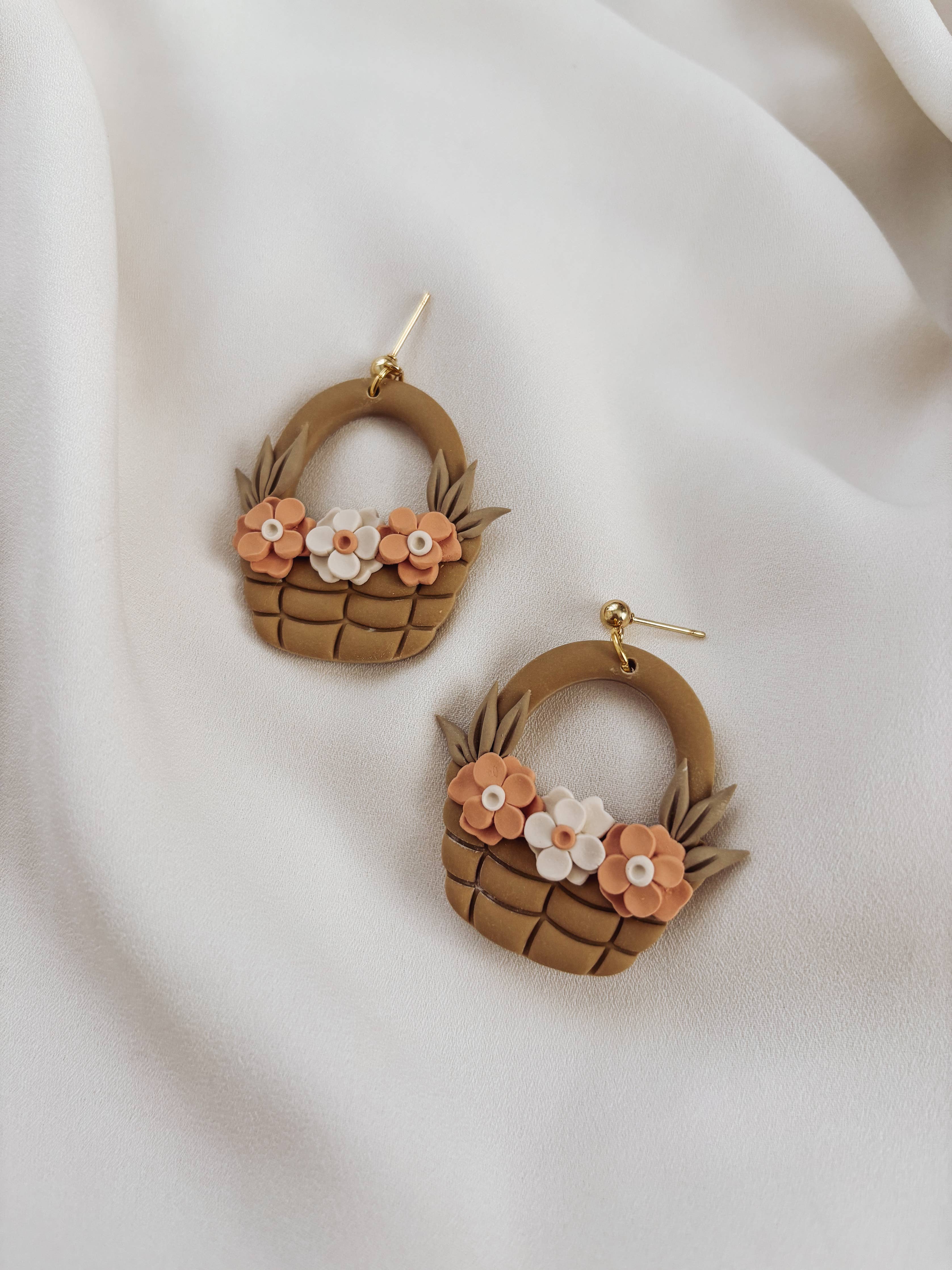 Spring Floral Basket Earrings