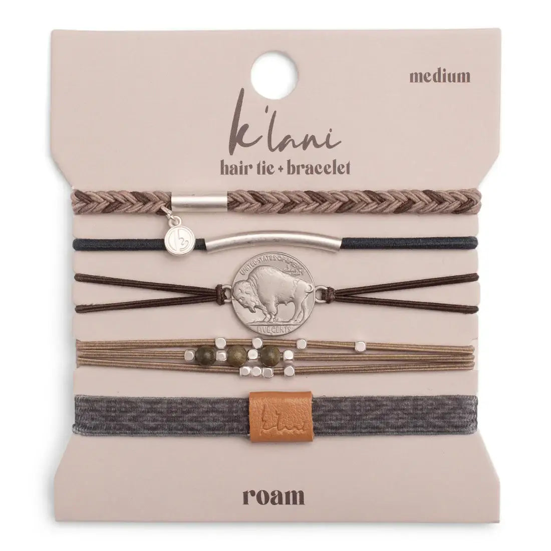 "Roam" Earthy Buffalo Hair Tie Bracelets: Large