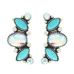 Sophia Collection - Western Turquoise Gemstone Climber Earrings: Multi-Colored