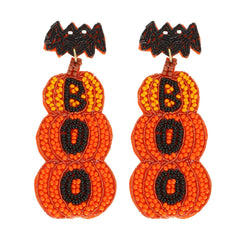 Sophia Collection - Halloween Boo Pumpkin Seed Bead Post Earrings