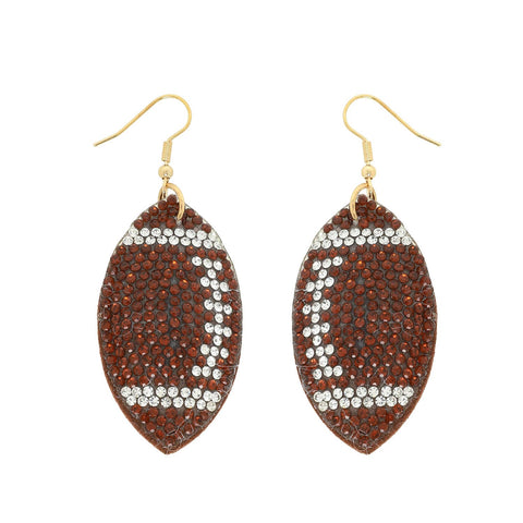 Sophia Collection - Game Day Rhinestone Suede Backed Drop Earrings: Football
