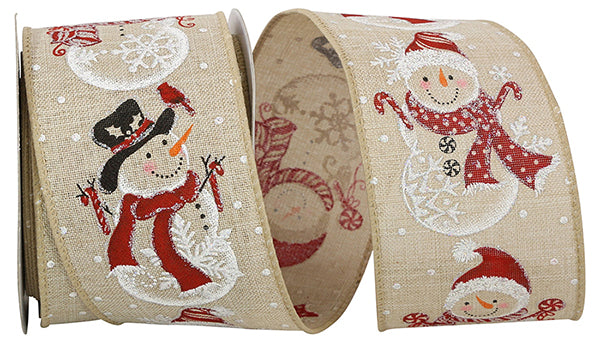 SNOWMAN ROW LINEN WIRED EDGE