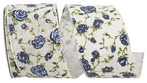 ROSEVINE HOPSACK WIRED EDGE RIBBON