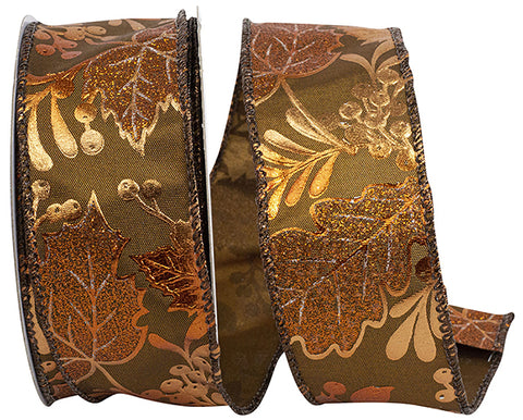 LEAVES AND ACORNS METALLIC WIRED EDGE