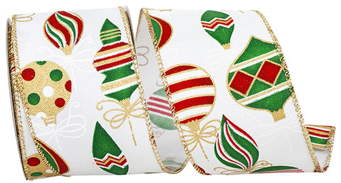 HOLIDAY ORNAMENTS CHRISTMAS COLOR WIRED EDGE RIBBON