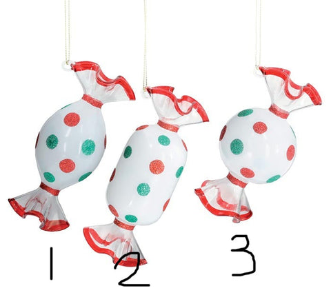 GLASS CANDY ORNAMENTS