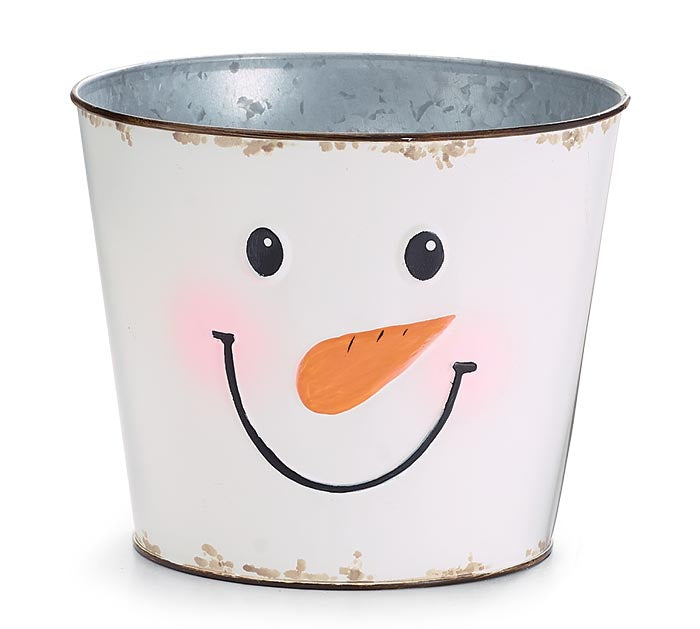POT COVER 6" TIN SNOWMAN HEAD