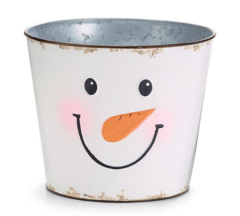 POT COVER 6" TIN SNOWMAN HEAD