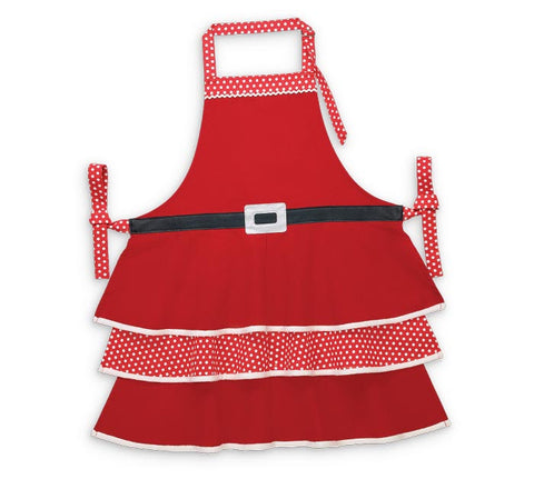 ADULT MRS. CLAUS APRON WITH RUFFLES