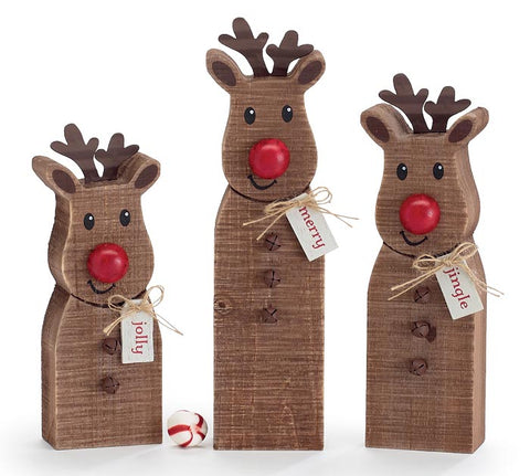 VARIED SET OF WOODEN REINDEER SITTERS