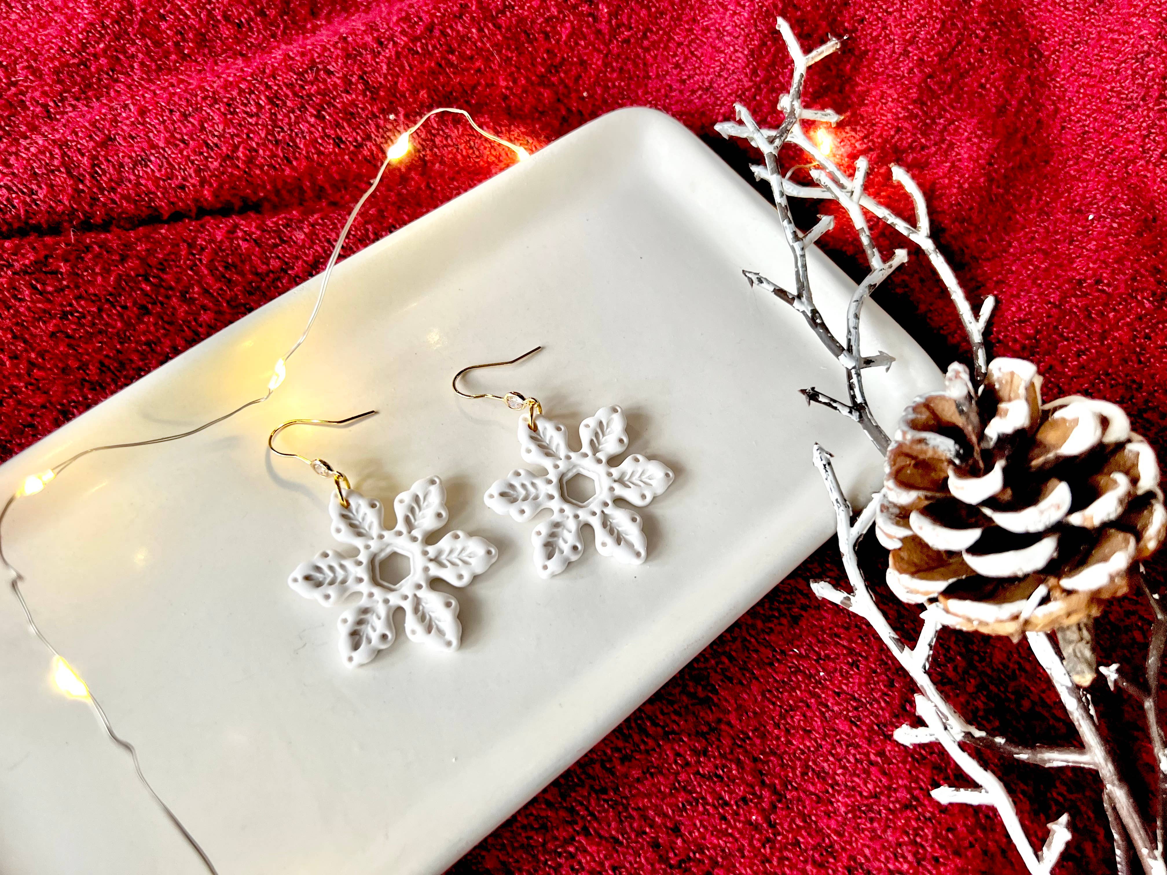 Snowflake Clay Earrings