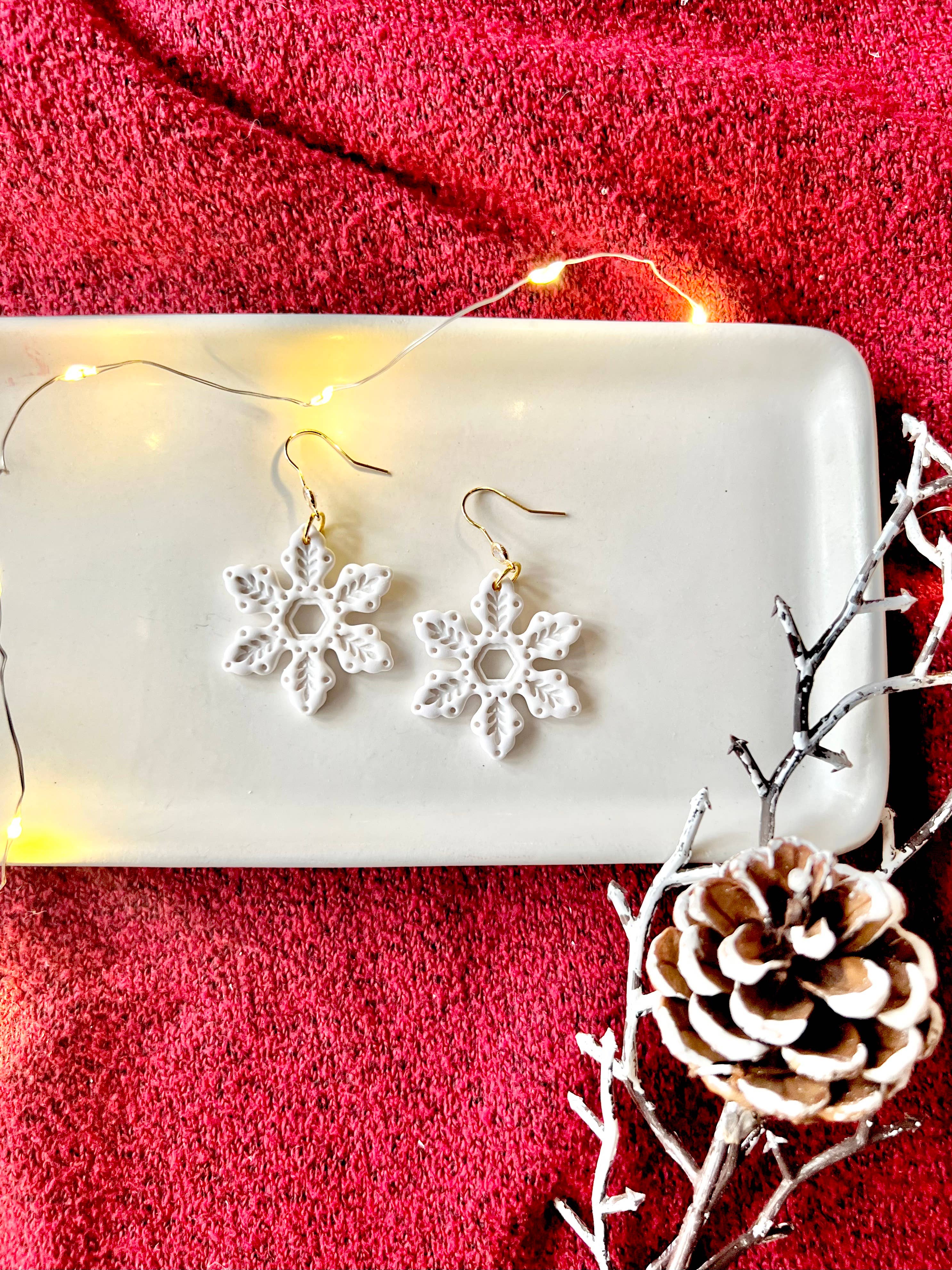 Snowflake Clay Earrings