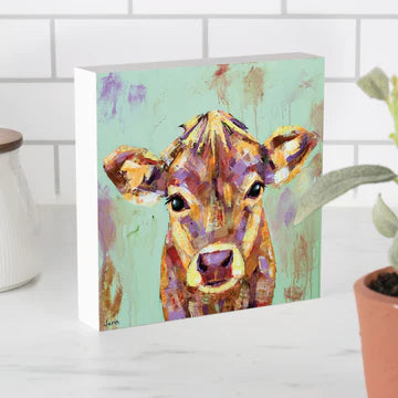 COW WOOD BLOCK DÉCOR