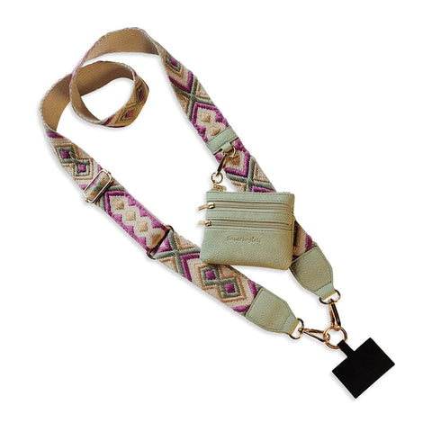 Clip And Go Strap With Zip Pouch Sage And Purple