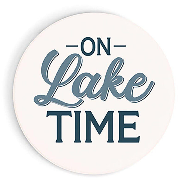 Lake And Lodge Collection Car Coasters - On Lake Time