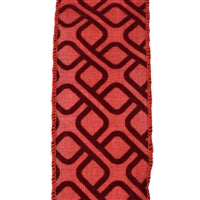 BRICK RED W/ FLOCKED GEOMETRIC PATTERN 2.5" X 10YD