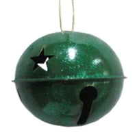 3.5'' METALLIC SPARKLE BELL ORN.- DEEP GREEN