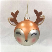 DEER OL CHRISTMAS BALL GLASS ORNAMENT 3"