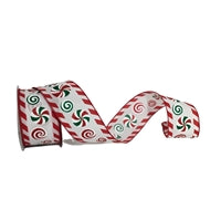 PEPPERMINT EDGE CANDY CENTER RIBBON 2.5" X 10YD