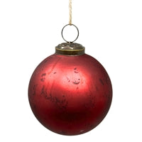 MATTE MARBLED GLASS BALL4''-BURGANDY