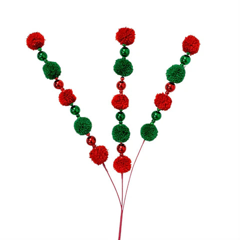 Pom Pom VP Ball Spray x 3 Red/Green 28”