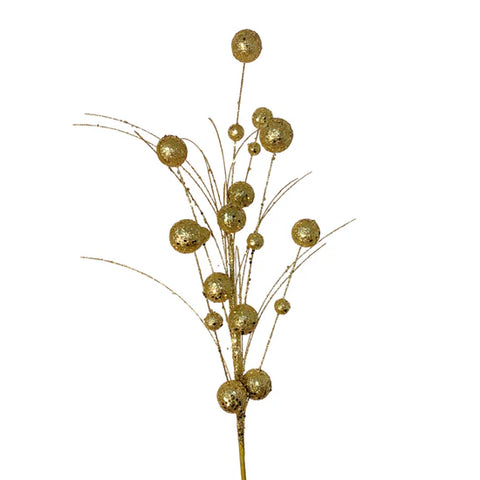 Mixed Size Glittered Ball Spray - Gold 27”