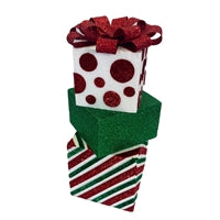 MISTLETOE MERRIMENT STACKED GIFT BOX 7.75"W X 15.5"H
