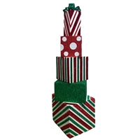 ALL STACKED UP GIFT GIFT BOX DÉCOR 24" X 7.5" - RED/WHITE/GREEN