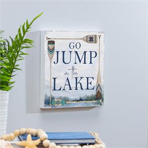 Lake Living Wooden Wall Art Go Jump 12x12