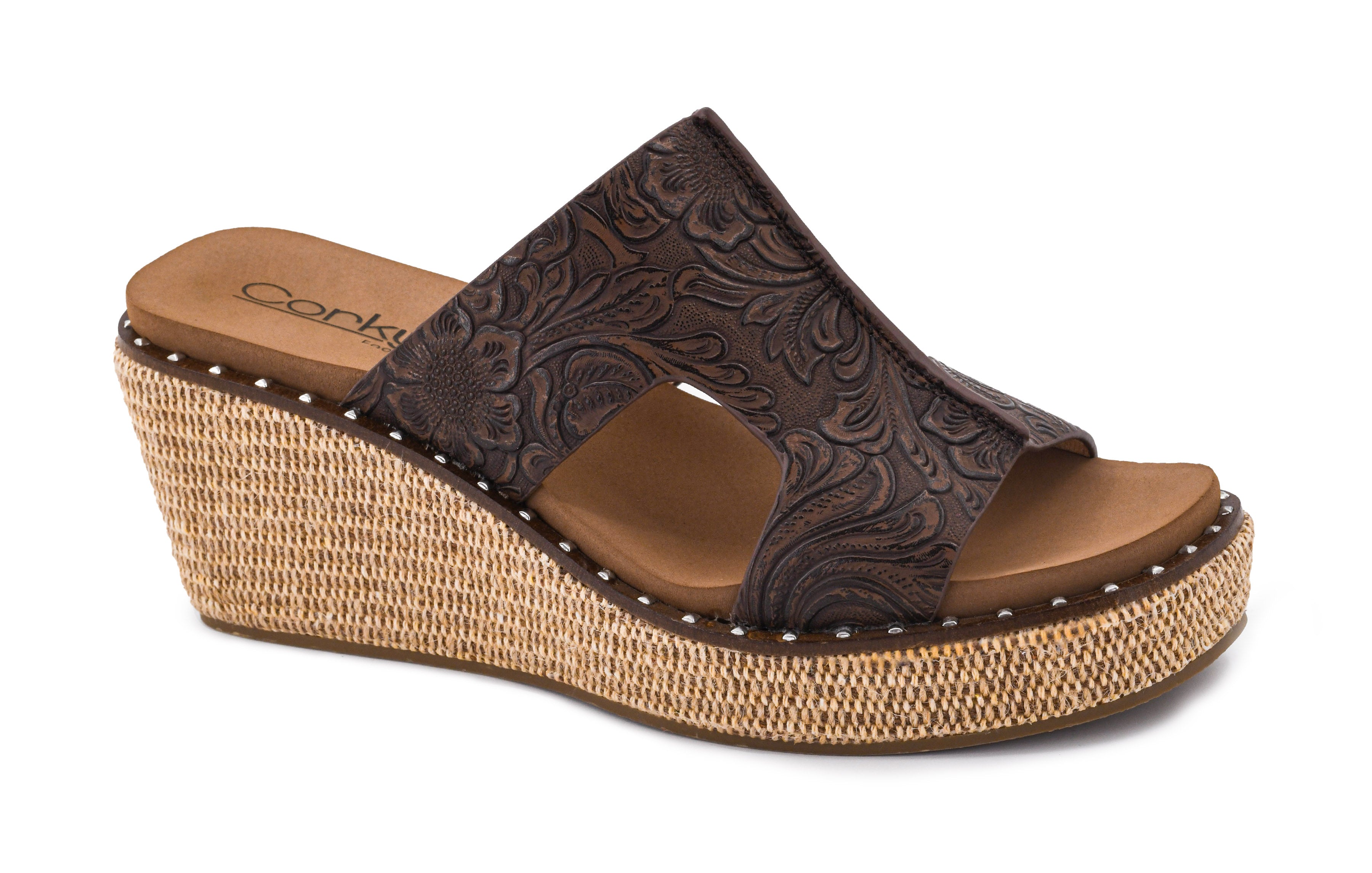 Kiss N Tell- Chocolate Embossed Floral Wedge