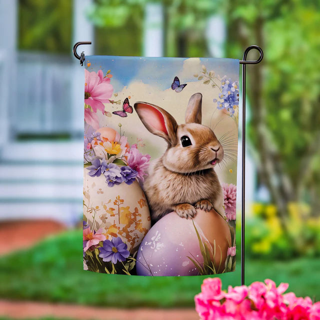 Bunny & Easter Egg Suede Garden Flag