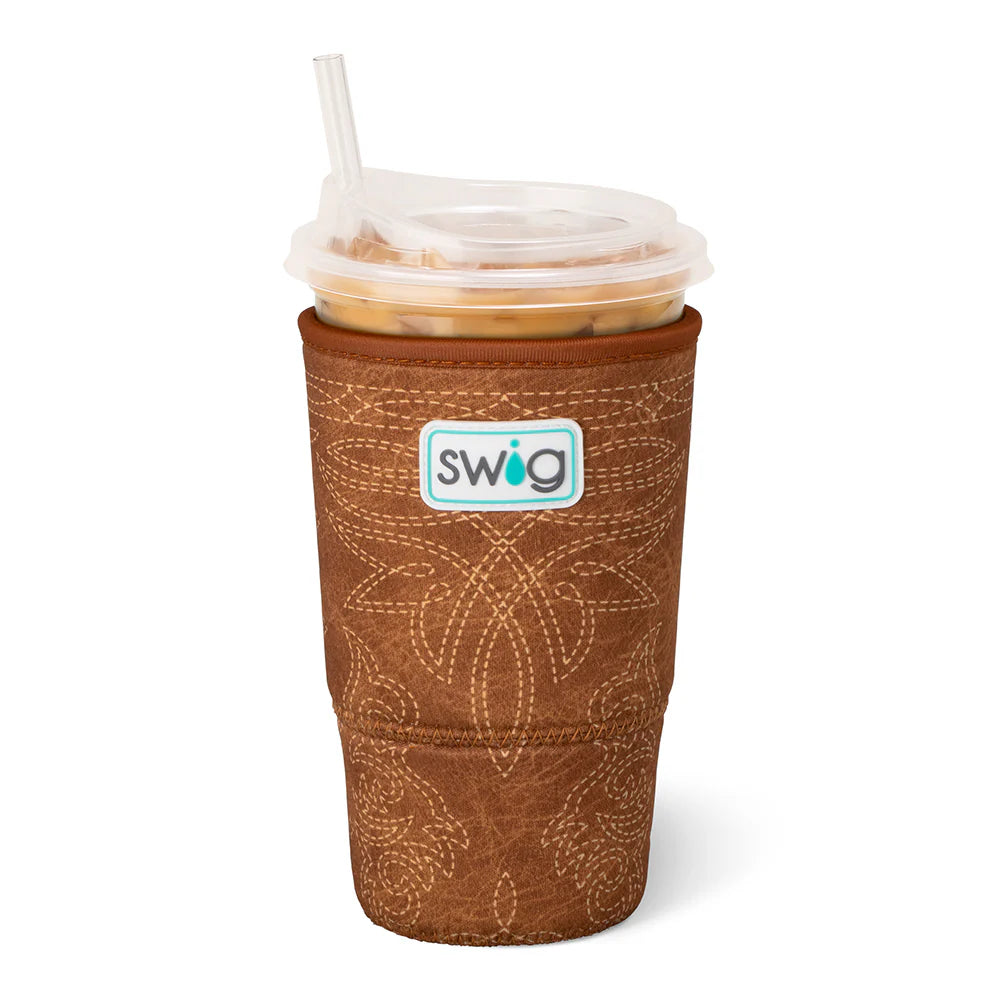 SADDLE STITCH COGNAC Large Iced Cup Coolie