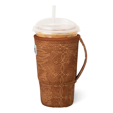 SADDLE STITCH COGNAC Large Iced Cup Coolie