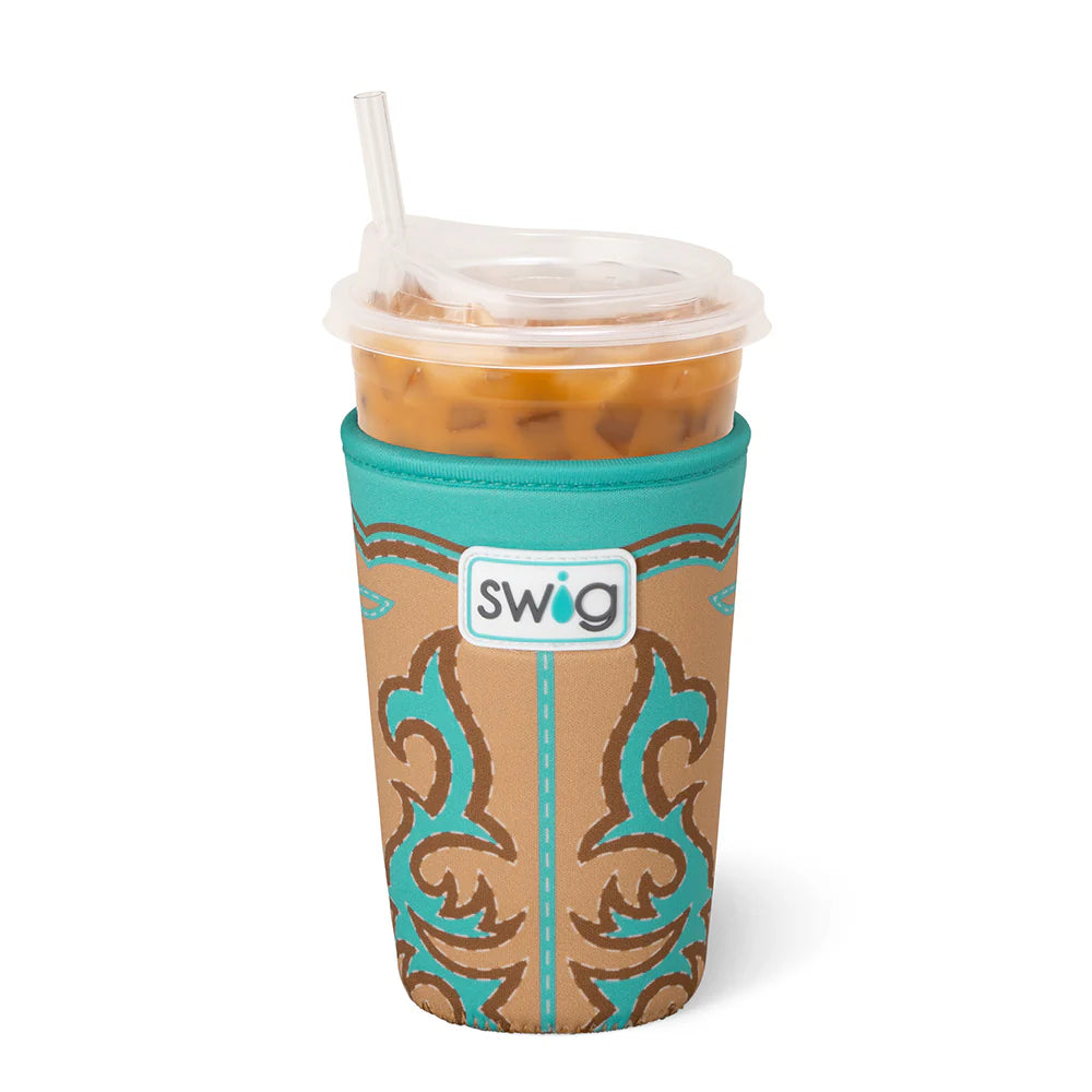 BOOT SCOOTIN' TURQUOISE Medium Iced Cup Coolie