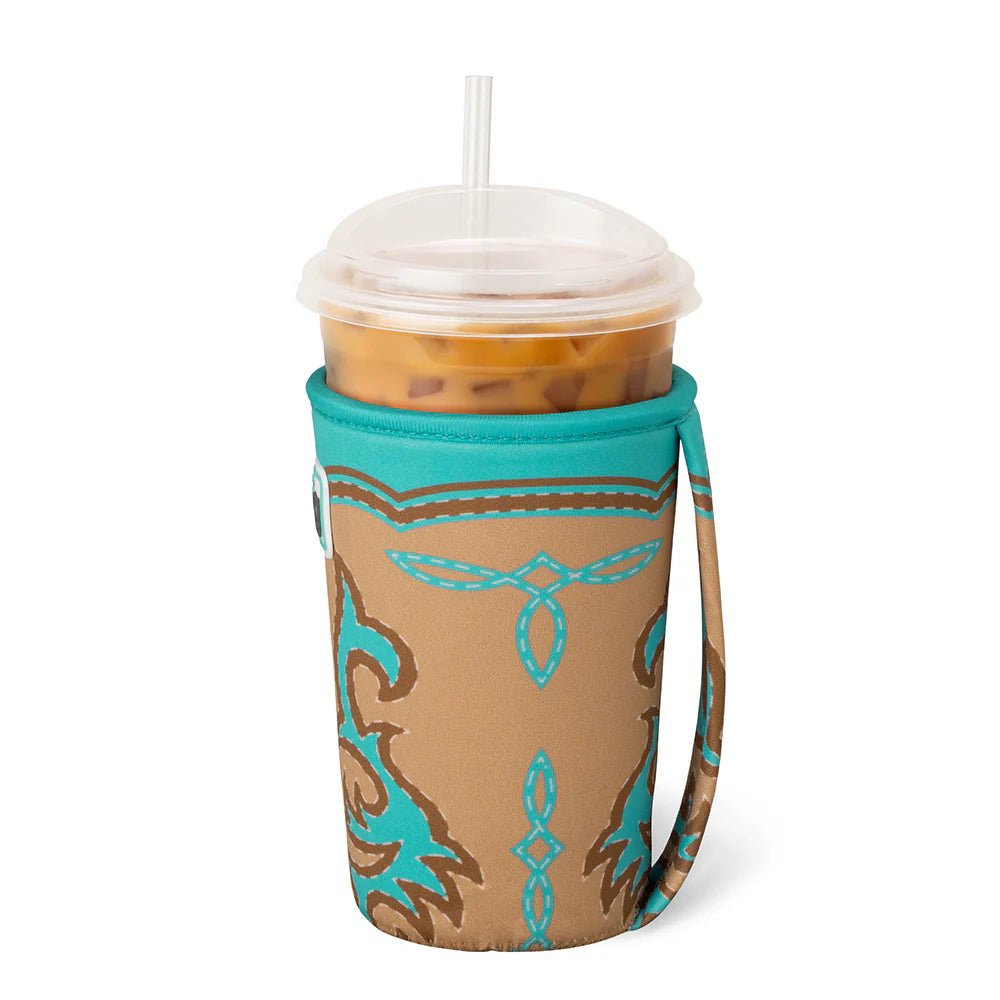 BOOT SCOOTIN' TURQUOISE Medium Iced Cup Coolie