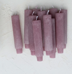 Unscented Pleated Taper Candle, Powder Finish-Pinot