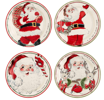 VINTAGE SANTA SALAD PLATES