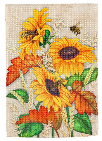 Autumn Sunflowers Garden Waffle Flag