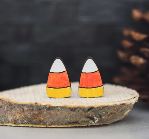 Hand Painted Candy Corn Wood Studs