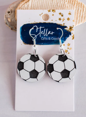 Petite Black & White Acrylic Soccer Dangles