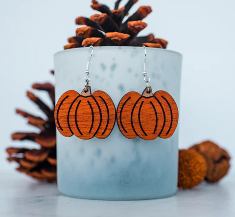 Hand Painted Orange Pumpkin Dangles