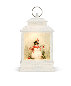 Lit Musical Woodland Snowman Lantern