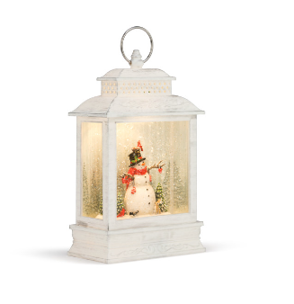 Lit Musical Woodland Snowman Lantern