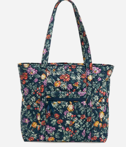 Vera Tote Bag in Recycled Cotton-Fresh Cut Floral Green