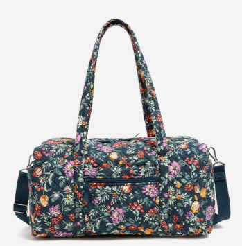 Medium Travel Duffel Bag in Recycled Cotton Fresh Cut Floral Green Avenue 550