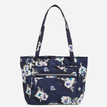 Small Vera Tote Bag in Performance Twill-Blooms and Branches Navy