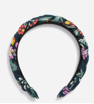Braided Headband in Recycled Cotton-Fresh Cut Floral Green