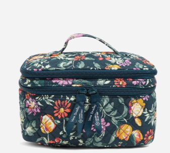 Brush Up Cosmetic Case in Recycled Cotton-Fresh Cut Floral Green