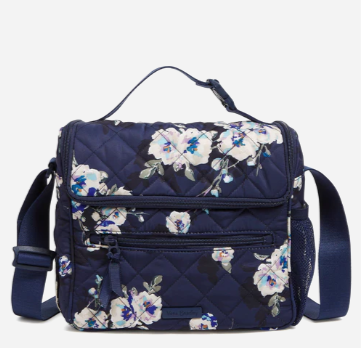 Lunch Crossbody Bag in Performance Twill-Blooms and Branches Navy