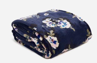 Plush Throw Blanket in Fleece-Blooms and Branches Navy